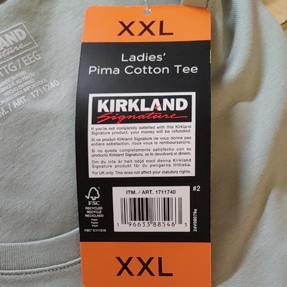 NWT Kirkland Signature Pima Cotton Tee Green - Picture 5 of 6